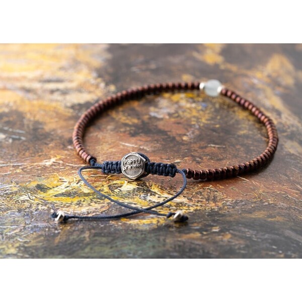 3mm Bronz Miyuki-Gümüş-Aquamarin Taşı Bileklik