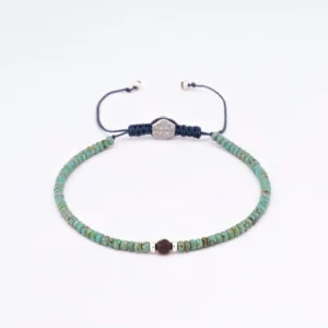 3mm Kırçıllı Turkuaz Miyuki-Gümüş-Garnet Taşı Bileklik