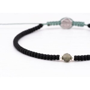 3mm Mat Siyah Miyuki-Gümüş-Labradorit Taşı Bileklik