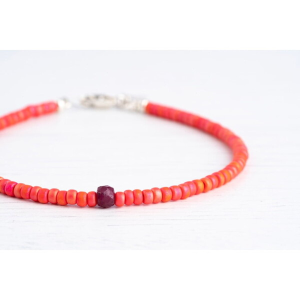 3mm Portakal Çiçeği Miyuki-4mm Kök Yakut Taşı Bileklik