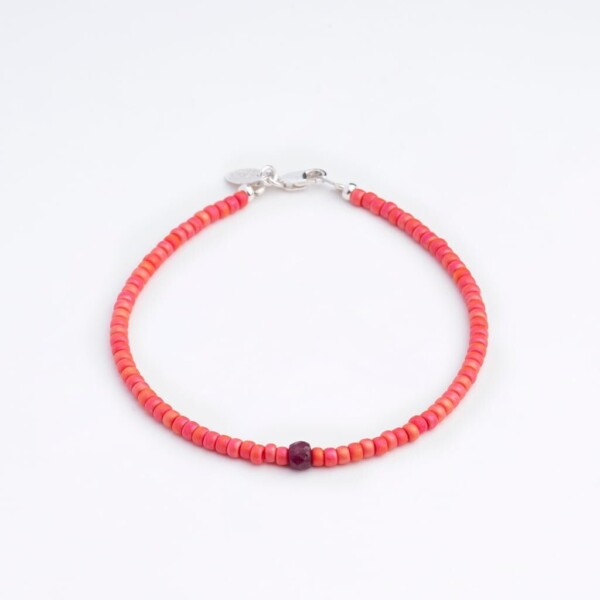 3mm Portakal Çiçeği Miyuki-4mm Kök Yakut Taşı Bileklik