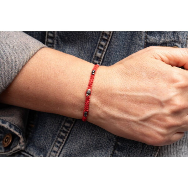 3mm Renkli Miyuki-925 Gümüş-Makrome Örgü Bileklik PB24547