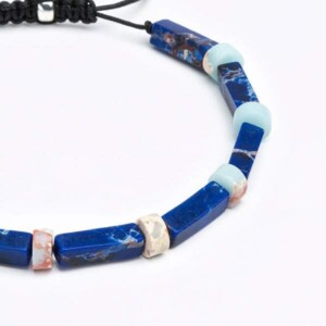 Varisit Doğal Taş - Gümüş Mavi Üniseks Bileklik - Görsel 2