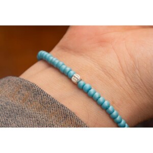 4mm Açık Mavi Miyuki Boncuk-925 Ayar Gümüş Bileklik