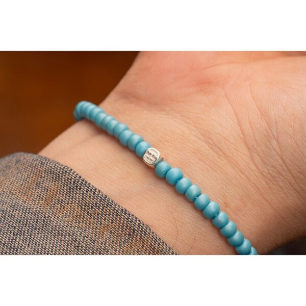 4mm Açık Mavi Miyuki Boncuk-925 Ayar Gümüş Bileklik