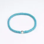 4mm Açık Mavi Miyuki Boncuk-925 Ayar Gümüş Bileklik