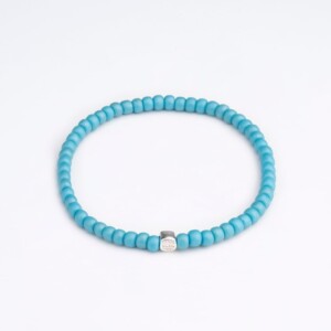 4mm Açık Mavi Miyuki Boncuk-925 Ayar Gümüş Bileklik