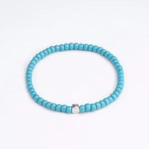 4mm Açık Mavi Miyuki Boncuk-925 Ayar Gümüş Bileklik