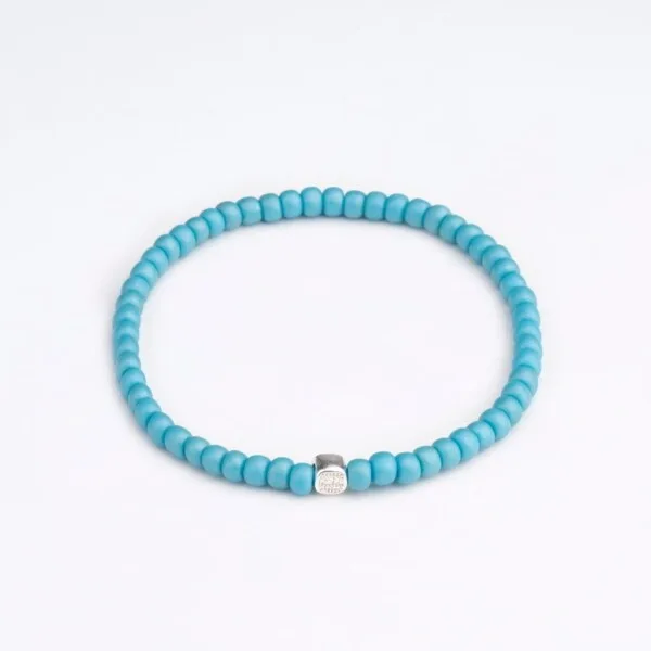 4mm Açık Mavi Miyuki Boncuk-925 Ayar Gümüş Bileklik