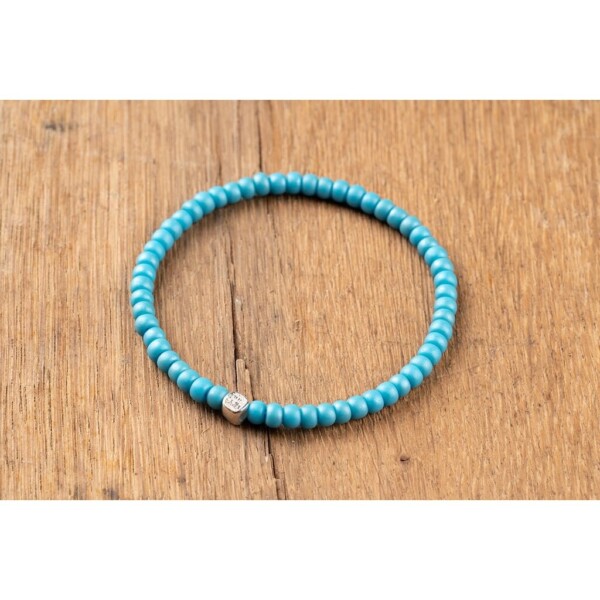 4mm Açık Mavi Miyuki Boncuk-925 Ayar Gümüş Bileklik