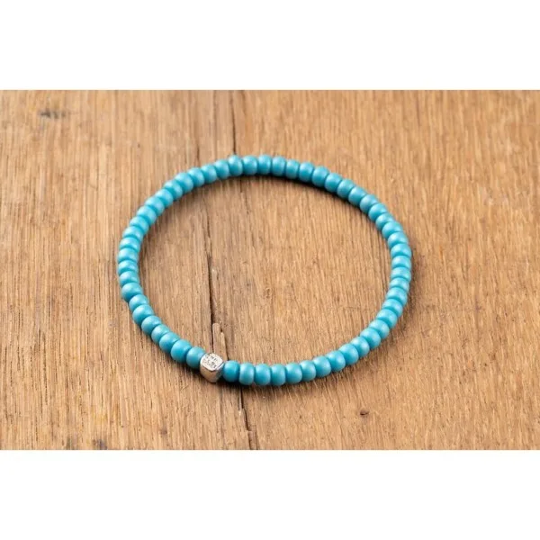 4mm Açık Mavi Miyuki Boncuk-925 Ayar Gümüş Bileklik