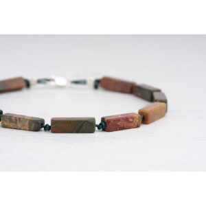 4mm Ağaç Jasper Taşlı 925 Gümüş Boncuklu Bileklik PB25625