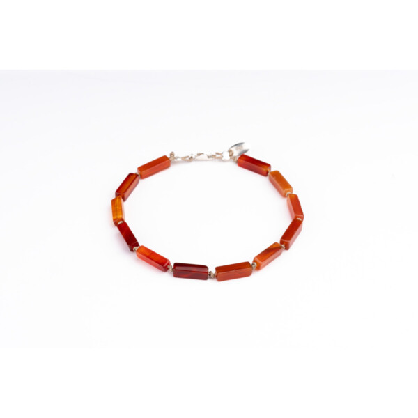 4mm Akik Doğal Taşlı – 925 Gümüş Detaylı Bileklik PB25623