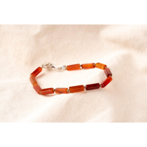 4mm Akik Doğal Taşlı – 925 Gümüş Detaylı Bileklik PB25623