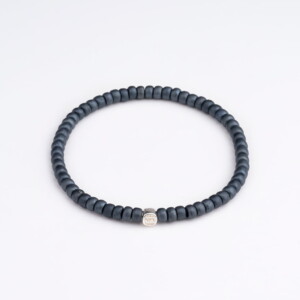 4mm Füme Miyuki Boncuk-925 Ayar Gümüş Bileklik