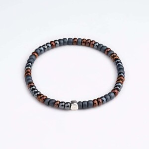 4mm Füme Miyuki Boncuklu 925 Ayar Gümüş Bileklik PB24431