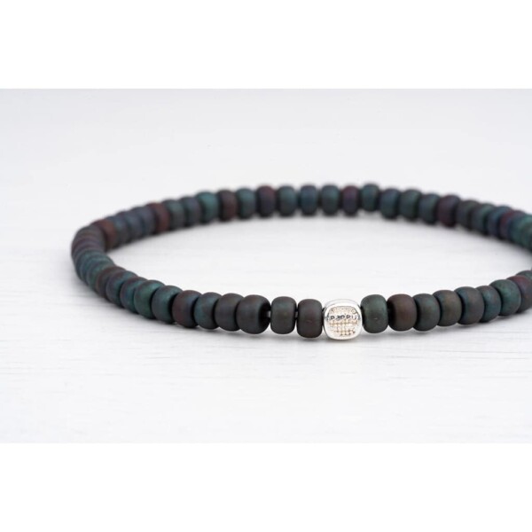 Yeşil Miyuki - 925 Gümüş - Tamtur Bileklik - Petrol