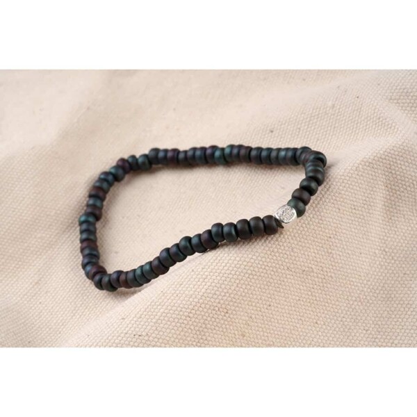 Yeşil Miyuki - 925 Gümüş - Tamtur Bileklik - Petrol