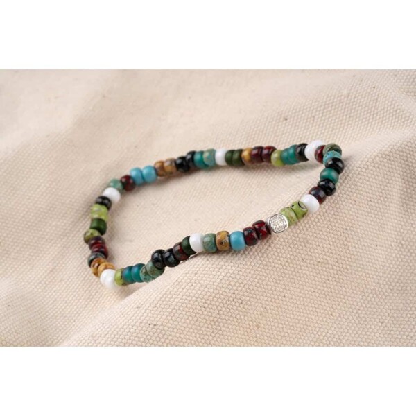 4mm Renkli Miyuki Boncuk-925 Gümüş-Tam Tur Bileklik