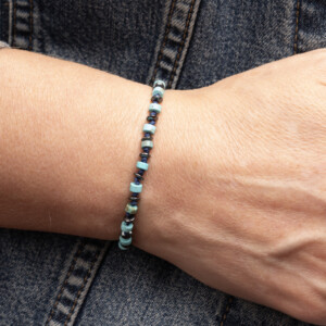 4mm Turkuaz ve Hematit Taşı - 925 Gümüş Bileklik