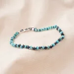 4mm Turkuaz ve Hematit Taşı - 925 Gümüş Bileklik