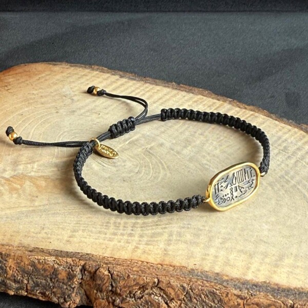 925 Gümüş Altın Kaplama Mısır Hiyeroglif Bileklik