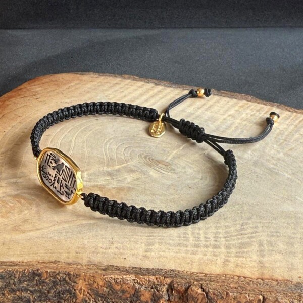 925 Gümüş Altın Kaplama Mısır Hiyeroglif Bileklik