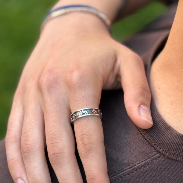 925 Gümüş Antik Sembol Erkek Yüzük PB8020