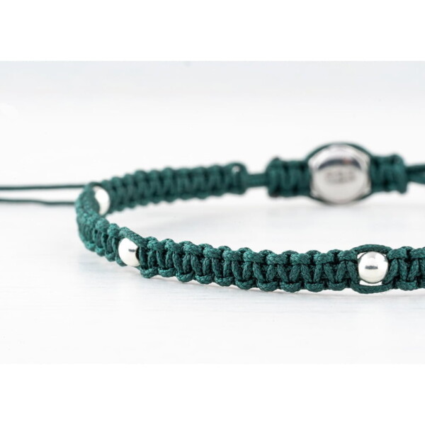 925 Gümüş Makrome Örgü Yeşil Renk Paraşüt İpli Bileklik