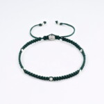 925 Gümüş Makrome Örgü Yeşil Renk Paraşüt İpli Bileklik