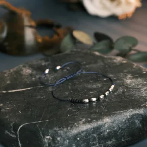 925 Gümüş - Miyuki Boncuklu Mors Kod Bileklik - Mavi