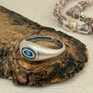 925 Gümüş ve Turkuaz Taşlı Göz Yüzük