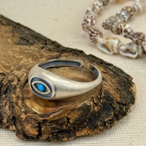 925 Gümüş ve Turkuaz Taşlı Göz Yüzük