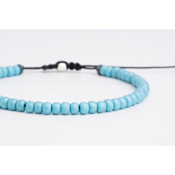 Açık Mavi Miyuki - 925 Gümüş Bileklik PB24401