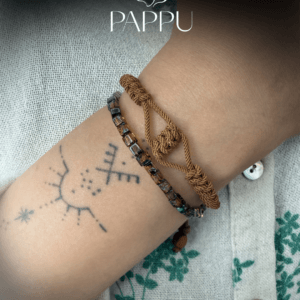 Bohem Stil İkili Bileklik - Örgü ve Miyuki 4mm.Küp Boncuklu Set - Görsel 1