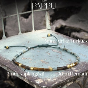 925 Ayar Gümüş Zincir & Doğal Taş Bileklik Seti – Afrika Turkuaz, Kaplan Gözü, Hematit - Görsel 3