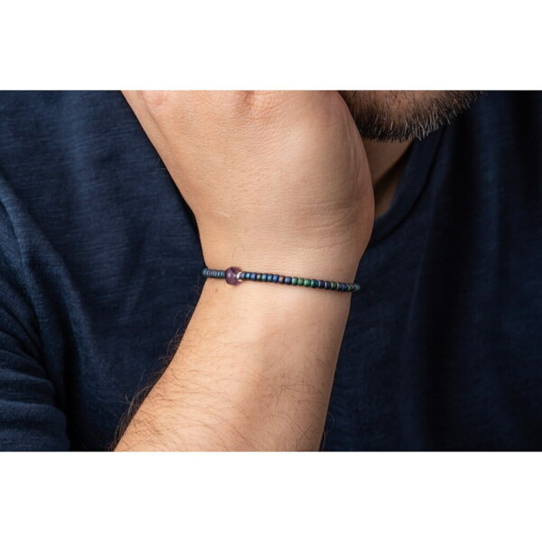 Ametist Taşı-Petrol Yeşili Renk Miyuki-Gümüş Bileklik