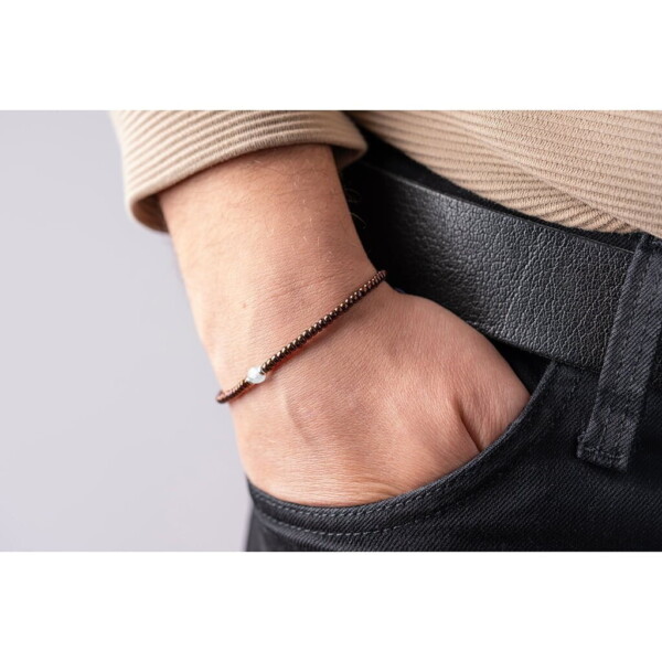 Aquamarin Taşı-Bronz Miyuki Boncuk-Gümüş Bileklik