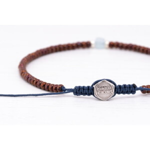 Aquamarin Taşı-Bronz Miyuki Boncuk-Gümüş Bileklik