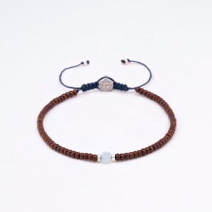 Aquamarin Taşı-Bronz Miyuki Boncuk-Gümüş Bileklik