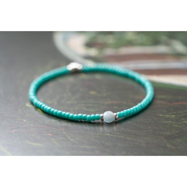 Aquamarin Taşı-Turkuaz Renk Miyuki-Gümüş Bileklik