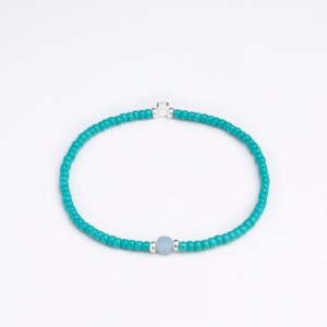 Aquamarin Taşı-Turkuaz Renk Miyuki-Gümüş Bileklik