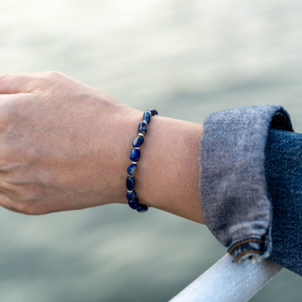 Asimetrik Lapis Taşı + 925 Gümüş Bileklik PB29038