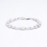 Ay Taşı - 925 Ayar Gümüş Boncuklu Bileklik - Asimetrik