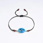 Çek Boncuk + Süryani Nazarlığı + Gümüş Siyah Unisex Bileklik