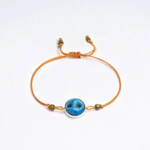 Çek Boncuk + Süryani Nazarlığı + Gümüş Turuncu Unisex Bileklik