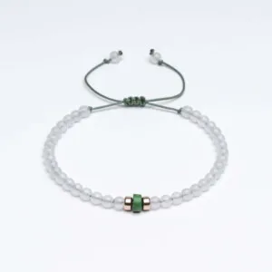 Doğal Taş + Gümüş 3mm Jade Beyaz Unisex Bileklik