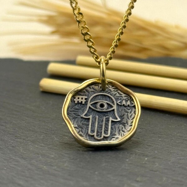 Fatma Ana Eli Kolye 14k Altın Kaplama ve 925 Okside Gümüş PB16139