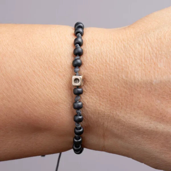 Füme Miyuki Boncuklu - 925 Gümüş Bileklik - Düğüm