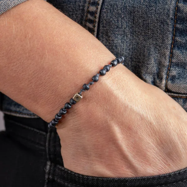 Füme Miyuki Boncuklu - 925 Gümüş Bileklik - Düğüm